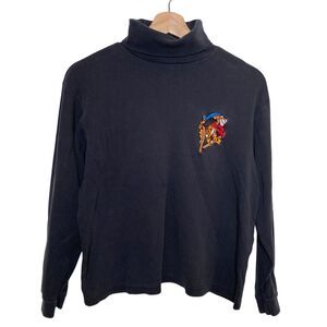 Vintage Mickey Inc Tigger Long Sleeve Turtleneck Embroidered USA Small Black